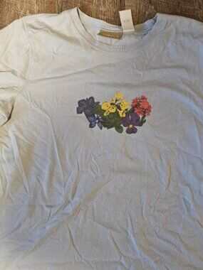 Liz Claiborne light blue floral print short sleeved T-shirt